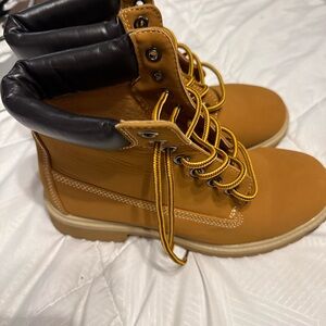Tan Ankle Boots with Black Trim  hiking boots